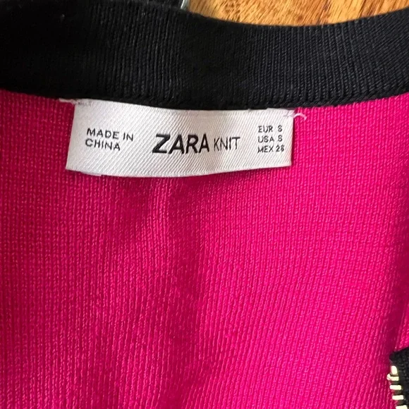 Zara Hot Pink Knit Jacket with Gold Accents - Picture 5 of 5